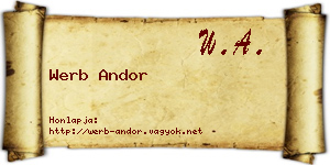 Werb Andor névjegykártya